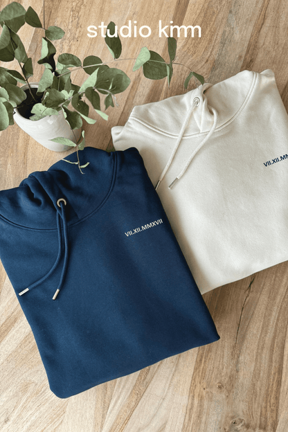 Hoodies met romeinse cijfers, koppel